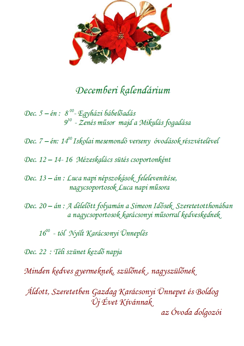 Decemberi kalendárium