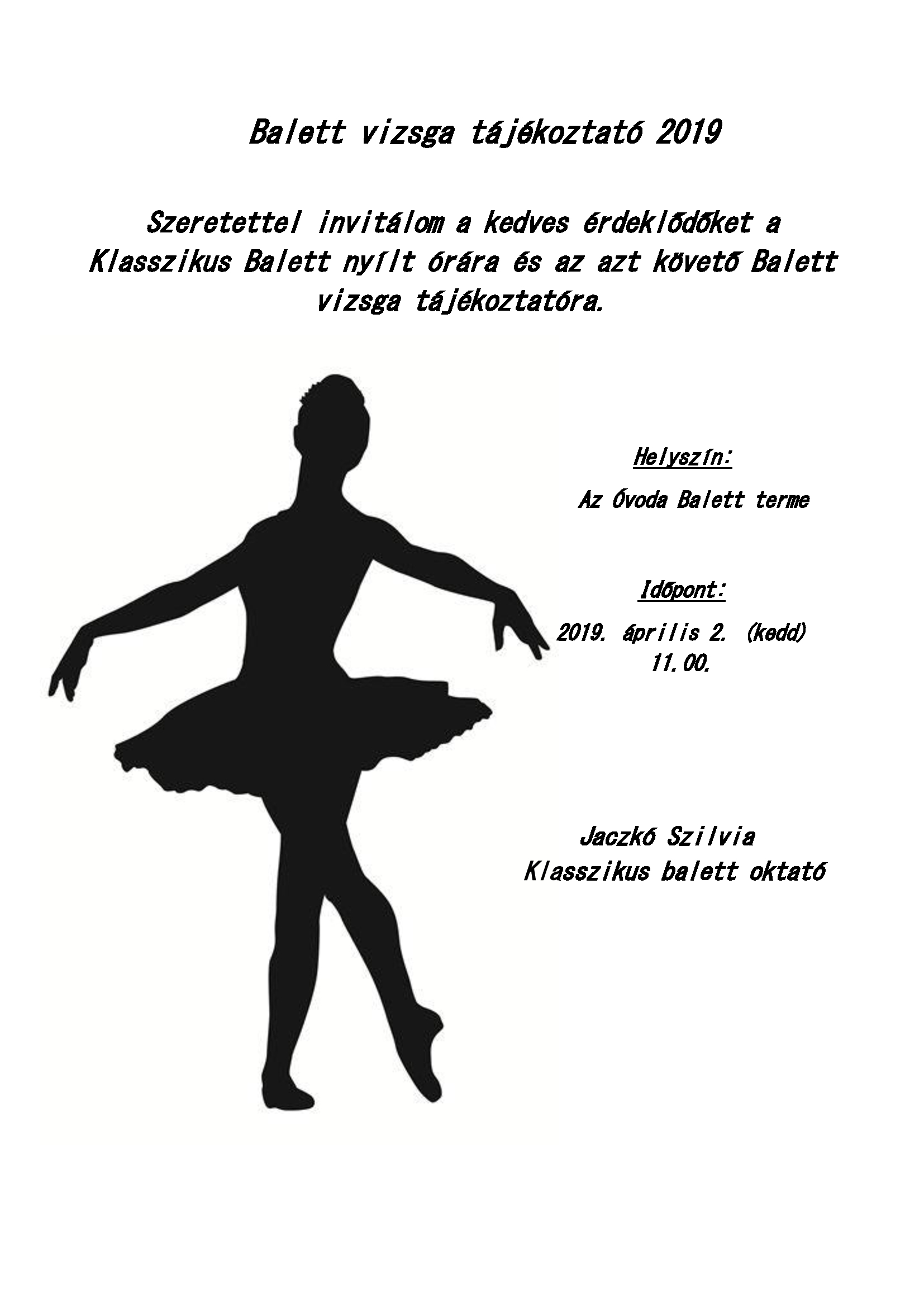 Balett vizsga tájékoztató