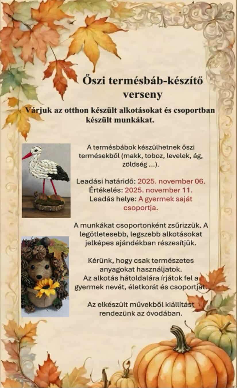 Őszi termésbáb-készítő verseny az óvodában